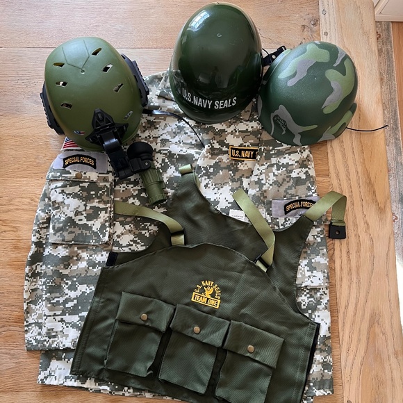 Dress Up America Costumes Military Kids Us Navy Seals Jacket Night Vision Camo Army Helmet